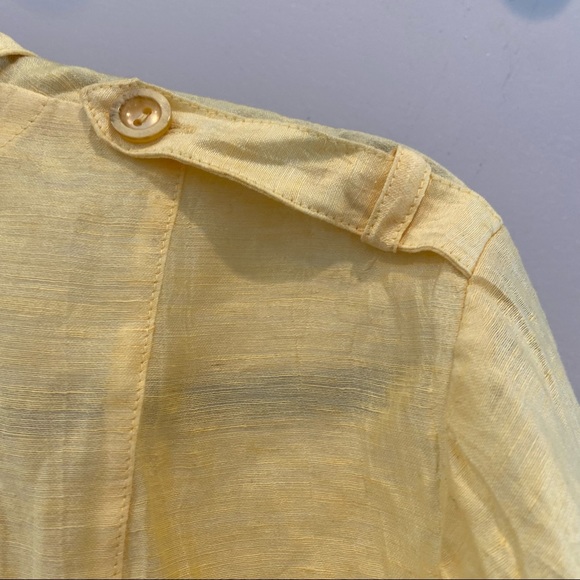 BASLER Button Down Shirt Linen Blend Yellow Large - Picture 7 of 7